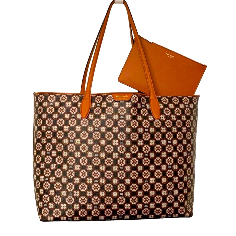 Kate Spade Brown large Tote Bag with Checkered Pattern